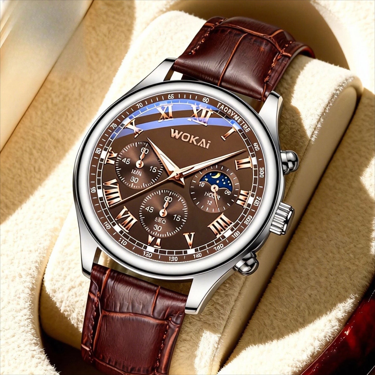 Luxury Men Business Watches Fashion Leather Strap Round Dial Male's Analog Quartz Wristwatch Reloj Hombre（Without Box）