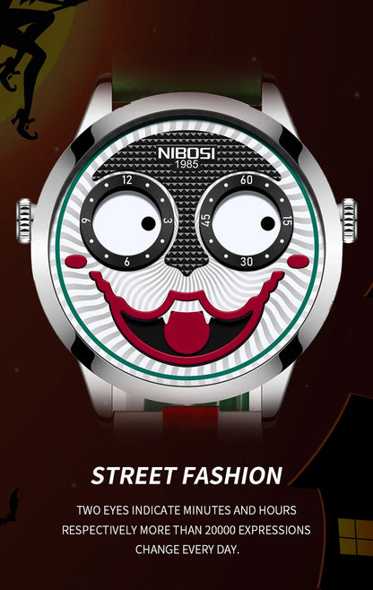 Cool Joker Watch Men Classic Men's Clown Watches Fashion Leather Strap Waterproof Quartz Wristwatches Reloj Hombre Drop Shipping