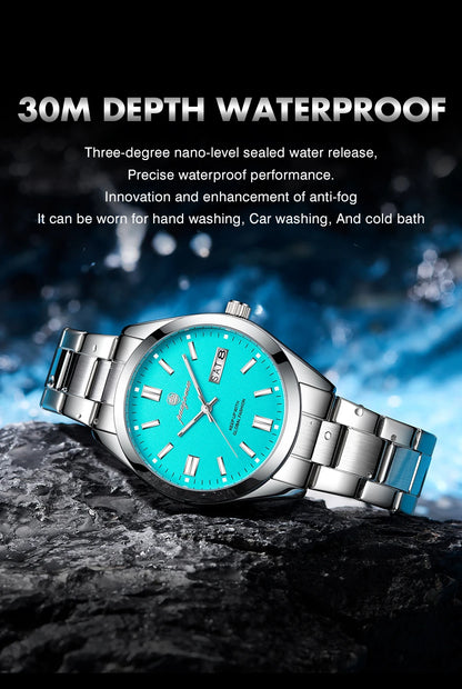 PAAZOMU Man Fashion Wristwatch Business Stainless Steel Band Quartz Men Watch Waterproof Luminous Date Square Men's Watches