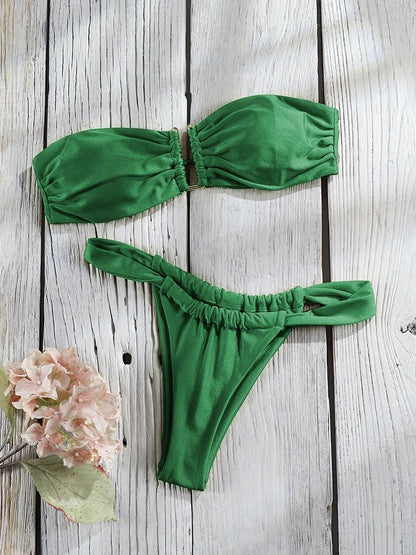 Solid Color Bikinis Set Triangle Swimwear Women 2026 Bandage Swimsuit Patchwork Bathing Suit Beach Biquini Mujer Swimming Wear