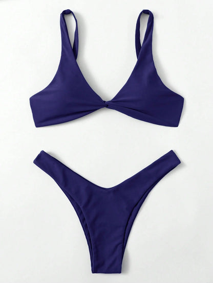 ZTVitality Solid Tie Sexy Bikini 2021 Hot Sale Padded Bra High Leg Bandage Push Up Bikini Set Brazilian Swimsuit Women Swimwear