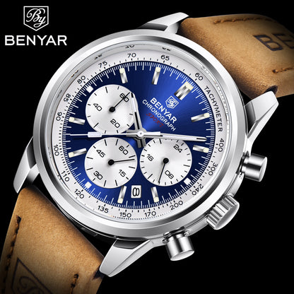 BENYAR 5188 New Quartz Watches for Men Top Brand 42MM Military Watch Luxury Chronograph 30M Waterproof Male Clock Reloj Hombre