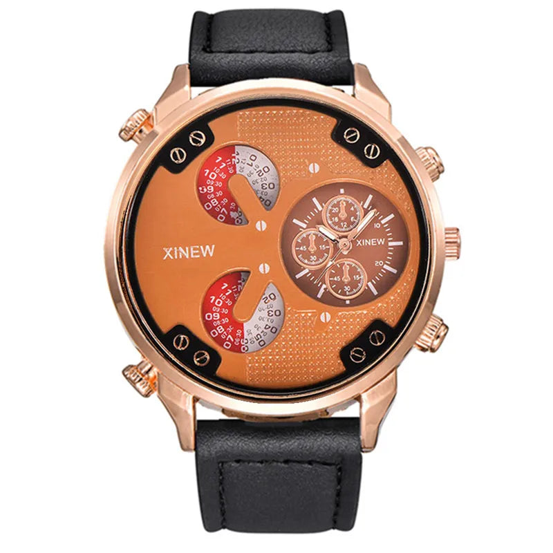 Original XINEW Brand Men Watches Black Boys Fashion Leather Band Gifts Quartz Watch Relogio Masculino Montre Homme Reloj Hombre