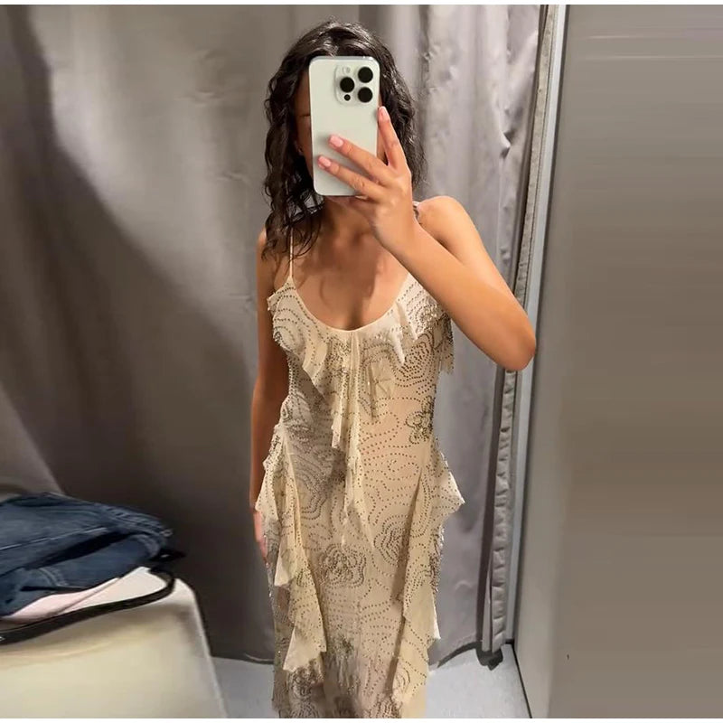 Sexy Sequin Women's Beads Sling Dress Fashion V-Neck High Waist Slim Fit Lady's Dresses Summer Beach Holiday Party Robes
