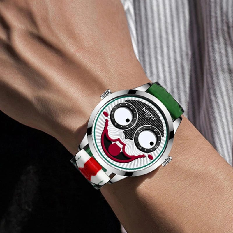 Cool Joker Watch Men Classic Men's Clown Watches Fashion Leather Strap Waterproof Quartz Wristwatches Reloj Hombre Drop Shipping
