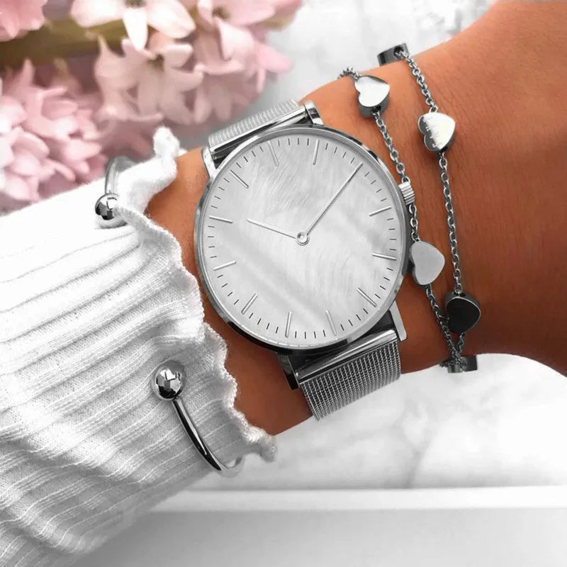 Minimalist Women Watch Luxury Metal Mesh Band Quartz Watches for Woman Fashion Ultra-thin Ladies Wristwatches Clock reloj mujer
