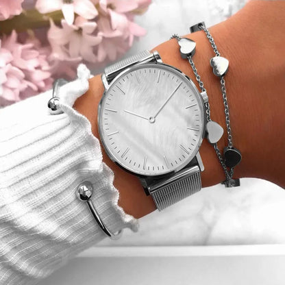 Minimalist Women Watch Luxury Metal Mesh Band Quartz Watches for Woman Fashion Ultra-thin Ladies Wristwatches Clock reloj mujer