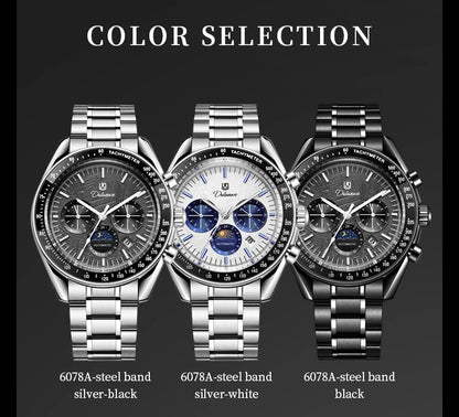 Automatic Watch for Men Stainless Steel Luminous Waterproof Moon Phase Man Watches Luxury Men's Mechanical Wristwatch