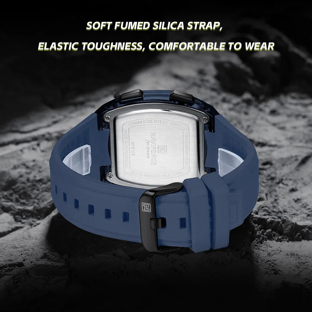 NAVIFORCE Top Brand Luxury Mens Watches Alarm Stopwatch LED Digital Backlight Display Waterproof Sport Watch Men Montre Homme