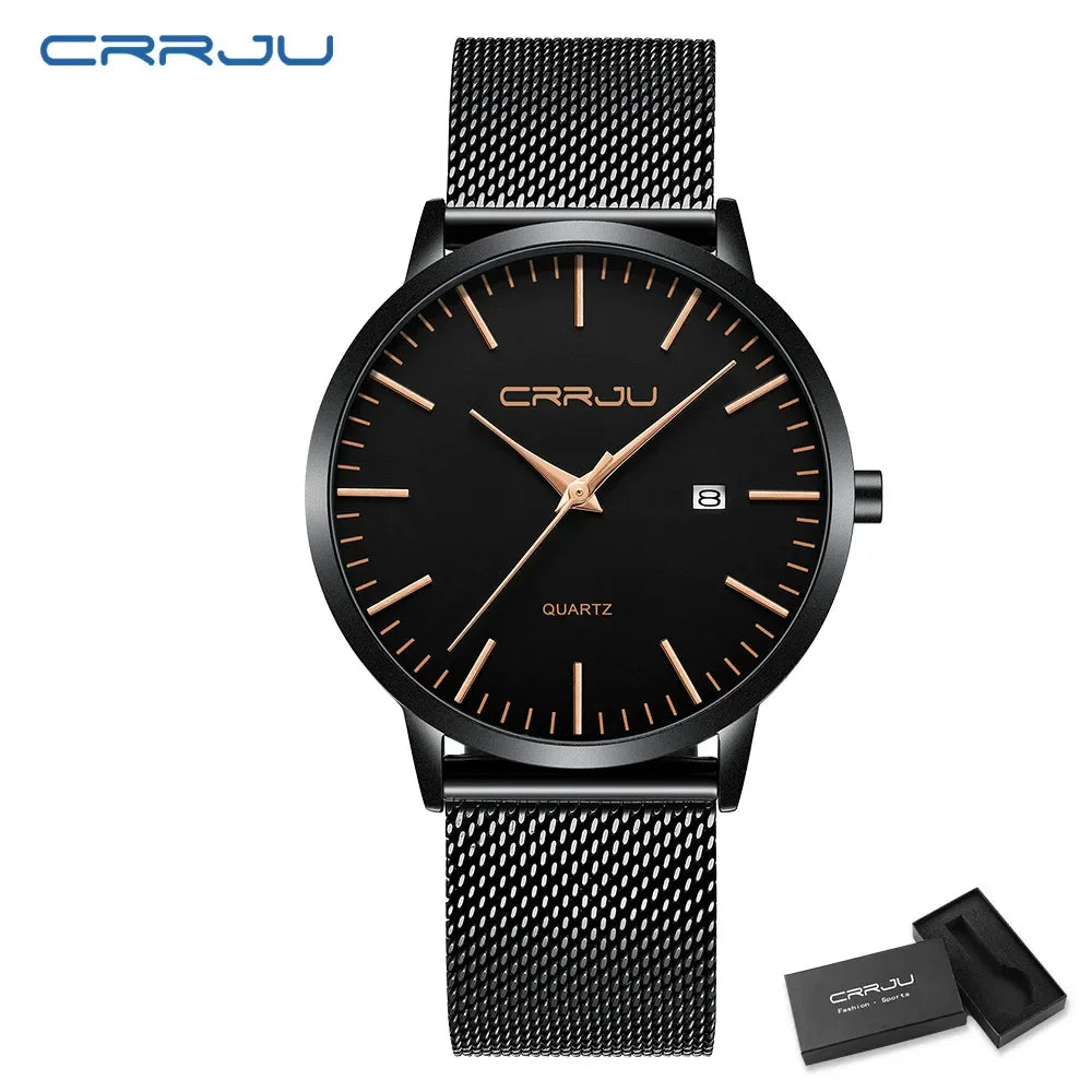 Watch for Men, Stainless Steel 40mm with Mesh Strap Mens Watches,Classic Ultra Slim 7mm Men's Wrist Watches Automatic Minimalist