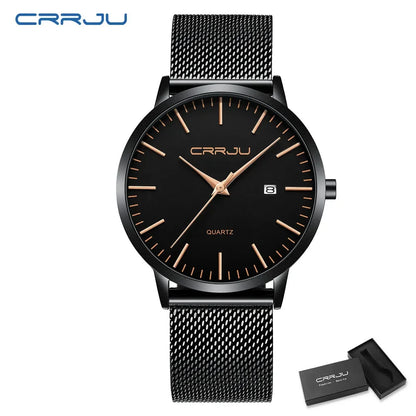 Watch for Men, Stainless Steel 40mm with Mesh Strap Mens Watches,Classic Ultra Slim 7mm Men's Wrist Watches Automatic Minimalist