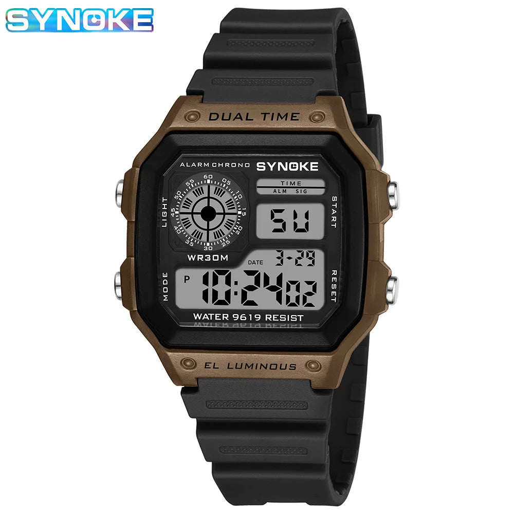 SYNOKE Digital Watches Men Sports Luminous Multifunction Waterproof Chrono Wristwatch Outdoor and Running Student Seven Light