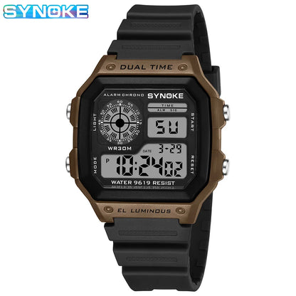 SYNOKE Digital Watches Men Sports Luminous Multifunction Waterproof Chrono Wristwatch Outdoor and Running Student Seven Light