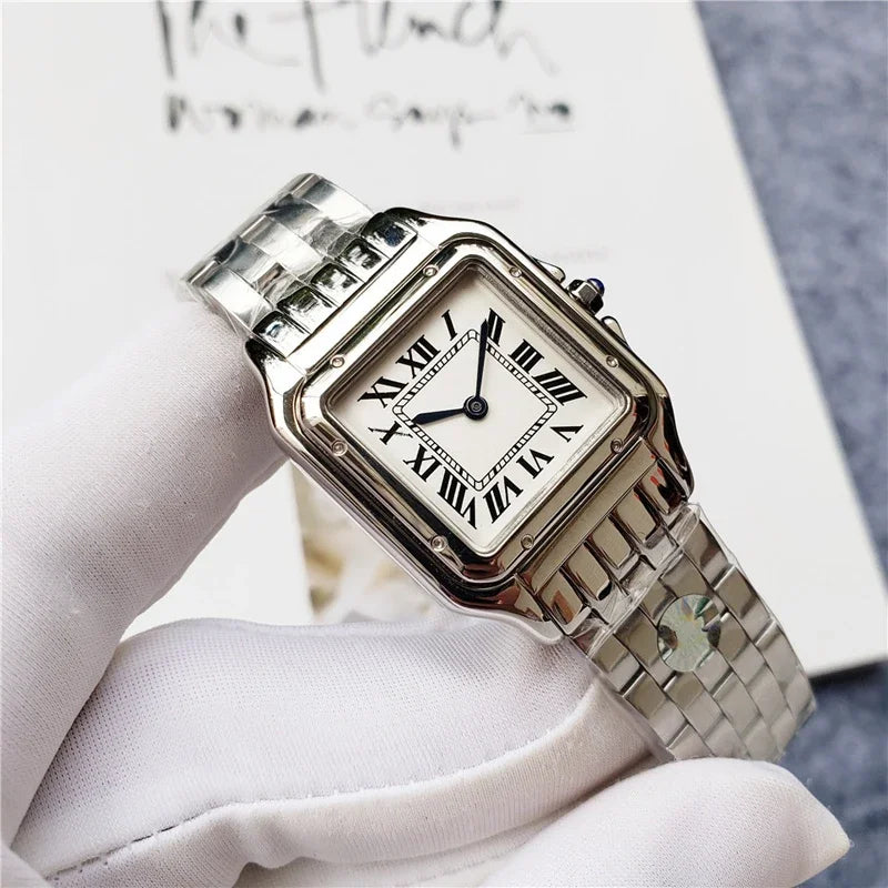 Brand Wrist Watches Women Girl Ladies 22mm 27mm Square Dial Good Quality Steel Band Quartz Luxury Japanese Movement Clock CT13