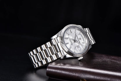 PAGANI DESIGN Watches Pure White Dial Mechanical Watch For Men 2025 New Luxury Sapphire Crystal Automatic Stainless Steel Clock