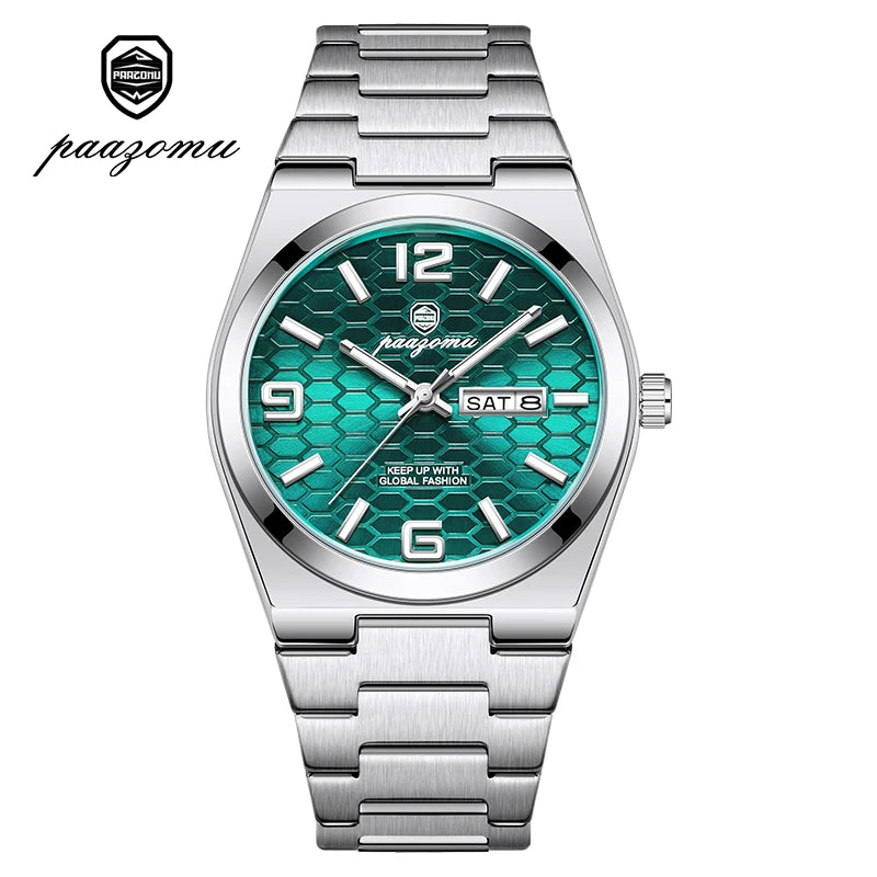 PAAZOMU Casual Man Watch Fashion Exquisite Men Wristwatches Waterproof Luminous Date Stainless Steel Quartz Men's Watches Reloj