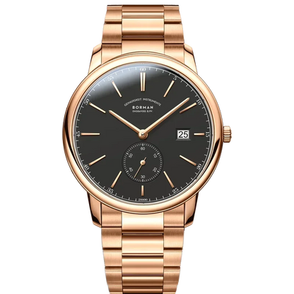 BORMAN Luxury Mens Automatic Mechanical Watch Rose Gold Case Sub Dial Sport Watches Genuine Leather High Quality Gentleman Clock