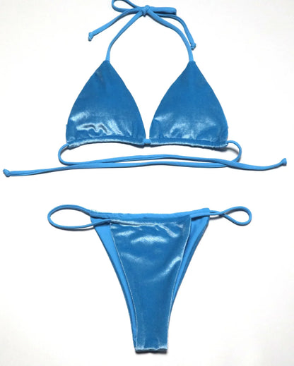 Sexy Velvet Swimsuit for Women, Micro Bikini Set, Thong Swim Suit, 2 Piece Bathing Suit for Ladies, Green String Bikini, 2022
