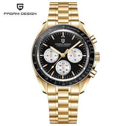 2026 New PAGANI DESIGN Gold Men's Quartz Watches Luxury VK63 Speed Sports Chronograph Watch Men AR Sapphire Ceramic Bezel Clock