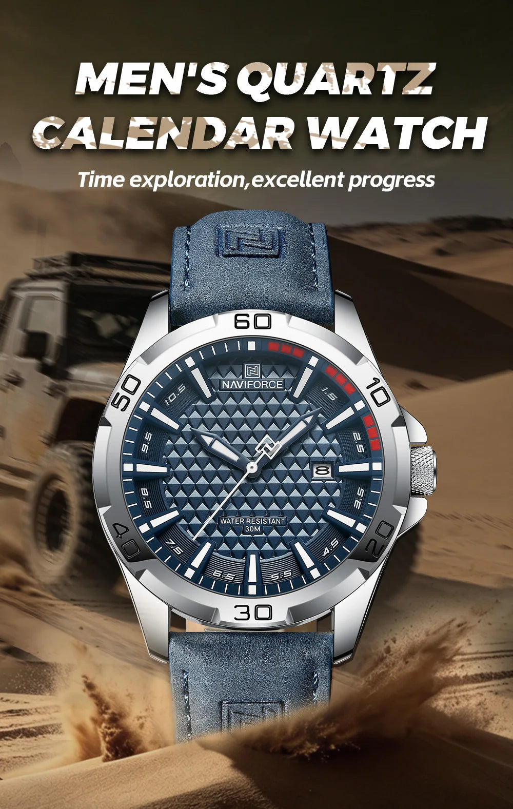 NAVIFORCE Brand Men Fashion Quartz Watches Male Leather Strap Sport Waterproof Wristwatches CalendarClock Relogio Masculino