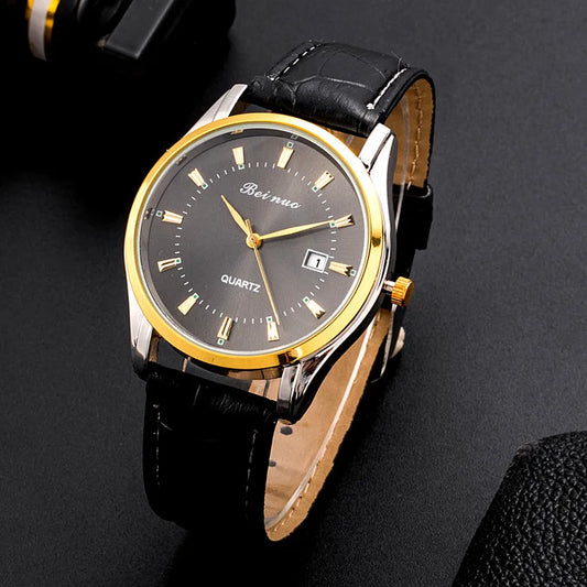 Fashion Gold Watch for Men Casual Men Business Watches Luxury Round Quartz Wristwatch Man Waterproof Watch Gifts for men
