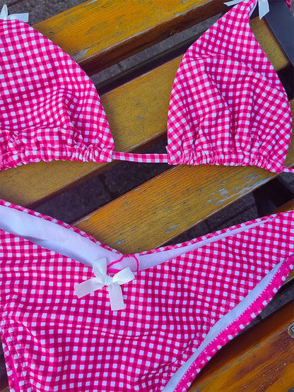 Triangle Bikinis Bow Swimsuit Women Sexy Swimwear Bandage Bikini Set Summer Biquini Female Beachwear Low Waist Thong Swimsuits