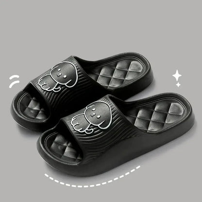 Cute Carton Slippers Bathroom Slippers Cloud Cushion Slides Summer Soft Thick Platform Home Men Indoor Non-slip Flat Flip Flops