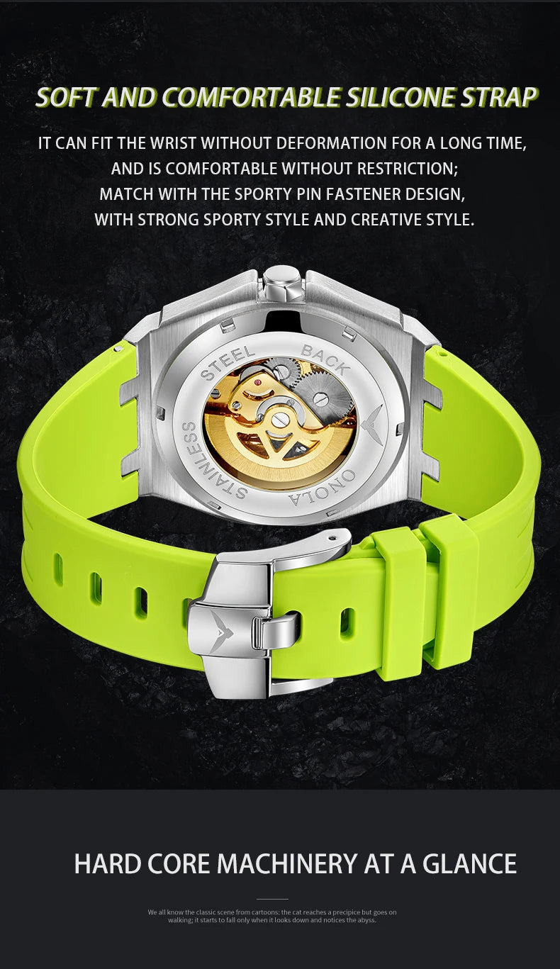 ONOLA Watch Top Brand Luxury Sports Men Wristwatch Waterproof  Automatic Mechanical Watches Relogio Masculino