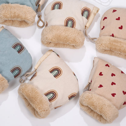 Windproof Infant Stroller Gloves Children's Outdoor Sports Mittens Cartoon Printed Hands Warmer Scooter Accessory for Winter