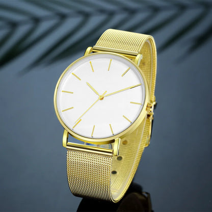 Top Brand Women's Watches Luxury Metal Mesh Simple Quartz Watches Fashion Elegant Rose Gold Ladies Wristwatch Clock Reloj Mujer