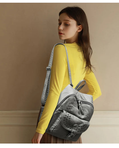 Women High quality leather Backpacks Vintage Female Shoulder Bag Sac a Dos Travel Ladies Bagpack Mochilas School Bags For Girls