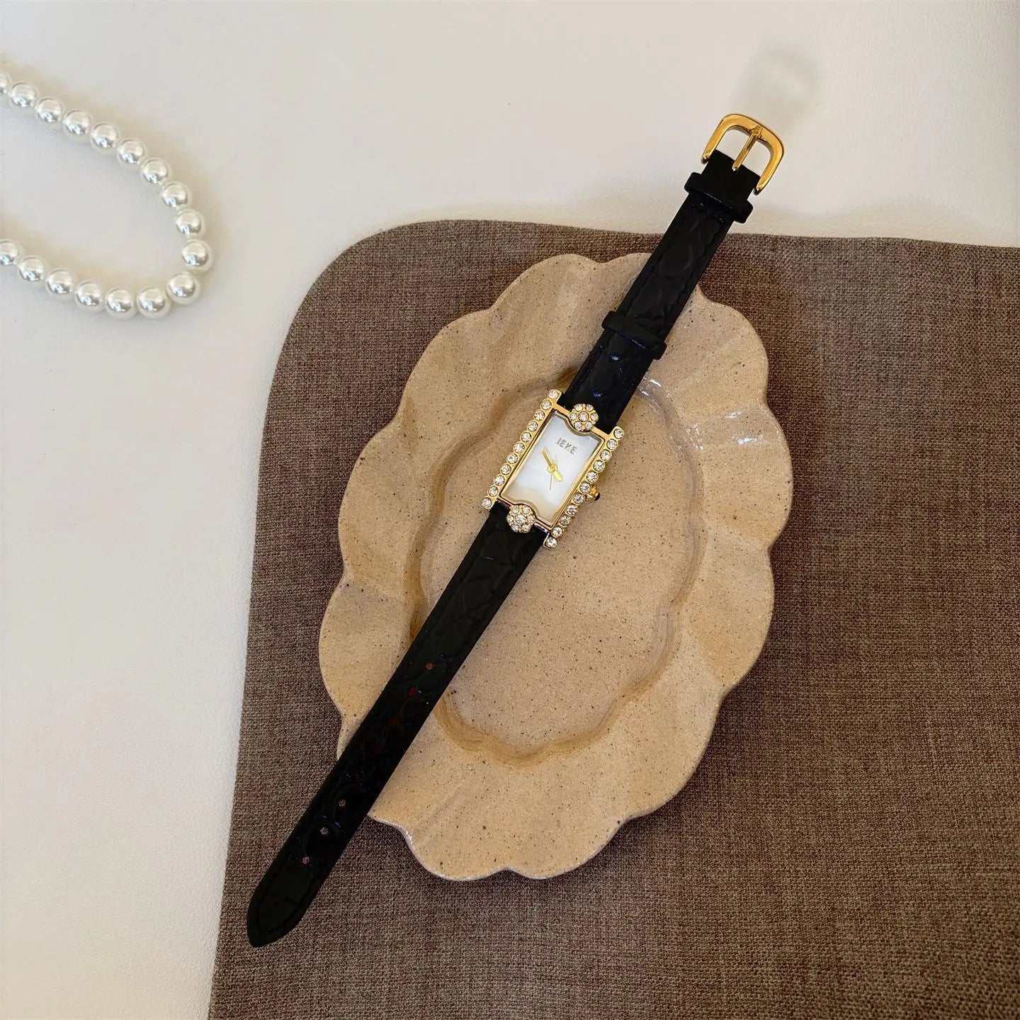 Rectangular Diamond-set Women's Quartz Watch High-end Temperament Simple Fashionable Watches Belt Wristwatch Match Items Gifts