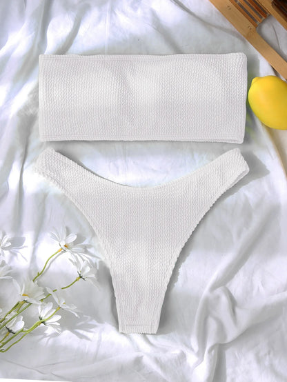 Fashion Bikini Textured Swimwear Women 2026 High Cut Swimsuit Women Bathing Suits Solid Brazilian Bikinis Set