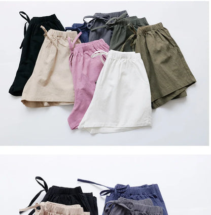 Summer Cotton Linen Shorts Women High Waist Oversize Shorts Short Pants Women Fashion Casual Sports Shorts Female S-XL