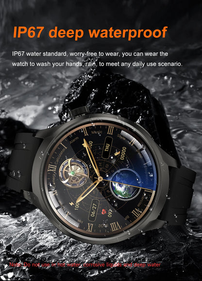 New 1.85"AMOLED NFC GPS Smart Watches For man IP68 Waterproof Blood Pressure Body Temperature Sport Fitness tracker Smart Watch