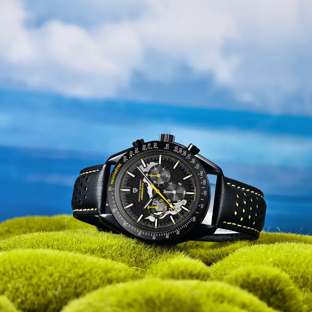 PAGANI DESIGN 2024 New Moon back Men's Watches Luxury VK63 Quartz Watch Men Sports Chronograp AR Sapphire glass Wrist watch Men
