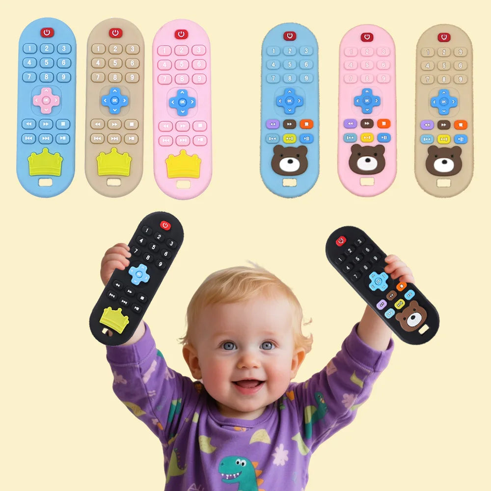 Children's Silicone Remote Control Teether Baby Oral Appetite Period Soothing Remote Control Teething Bite Gum Anti-Eating Toys
