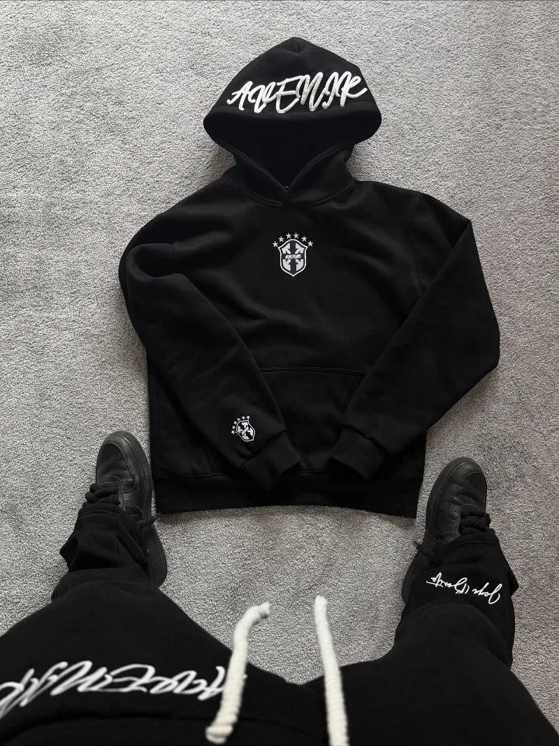 American High Street Harajuku Hoodie Casual Street Gothic Retro Punk Clothing Hip Hop Trend Oversized Sweatshirt Men