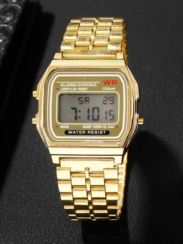 F91W Steel Strap Watches Women Watch Men Business Clock Multifunction LED Digtal Sports Wrist Watch Electronic Clock Electron wi