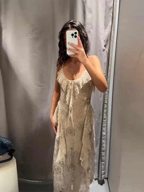 Sexy Sequin Women's Beads Sling Dress Fashion V-Neck High Waist Slim Fit Lady's Dresses Summer Beach Holiday Party Robes