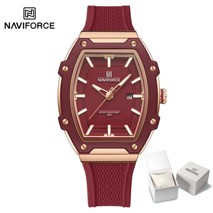 NAVIFORCE Elegant Ladies' Watch Fashion Luminous Pointer 3ATM Waterproof Calendar Display Silicone Strap Women's Quartz Watches