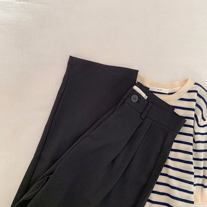 High Waist Women Suit Pants Fall Straight Office Ladies Korean Fashion Trousers Casual Button Loose Female Black Pants New