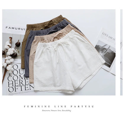 Summer Cotton Linen Shorts Women High Waist Oversize Shorts Short Pants Women Fashion Casual Sports Shorts Female S-XL