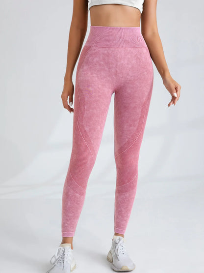 Women Seamless Gym High Waist Yoga Pants Hip Lifting Outdoor Sports Tight Waist Letter Sand Washed Pants Exercise Yoga Leggings