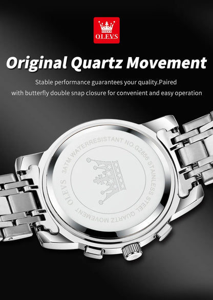 OLEVS 2856 Original Watches Man Multifunctional Chronograph Quartz Watch Waterproof Luminous Moon Phase Watches For Man Reloj