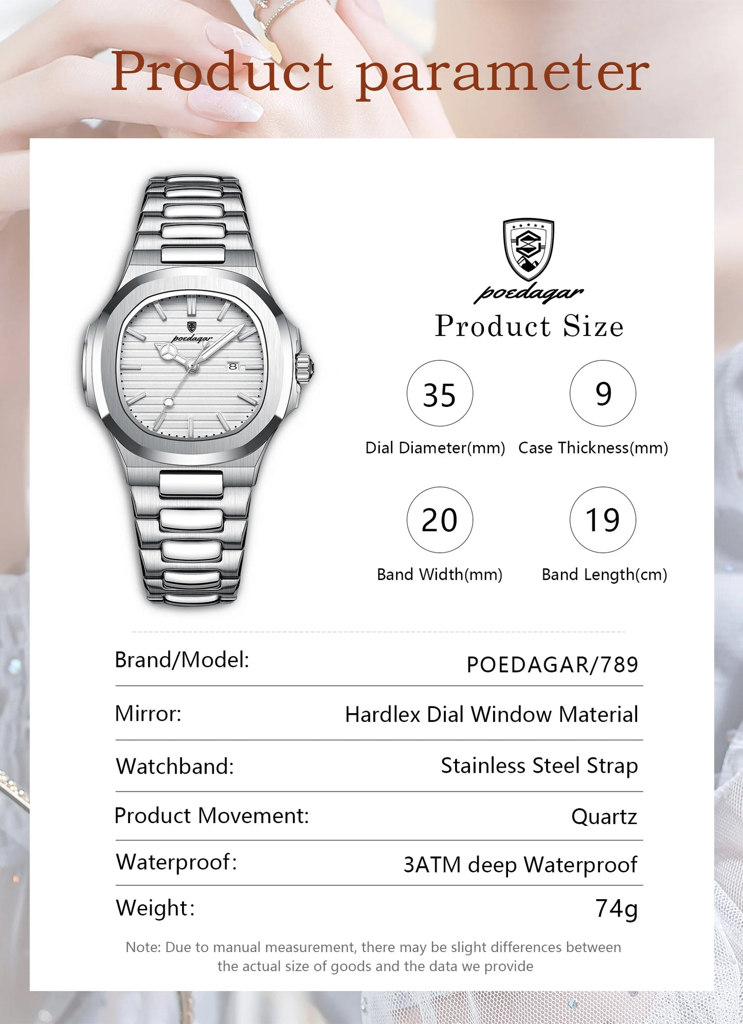 POEDAGAR Elegant Women's Watch Waterproof Luminous Date Fashion Ladies Wristwatch Stainless Steel Quartz Watches For Woman Reloj