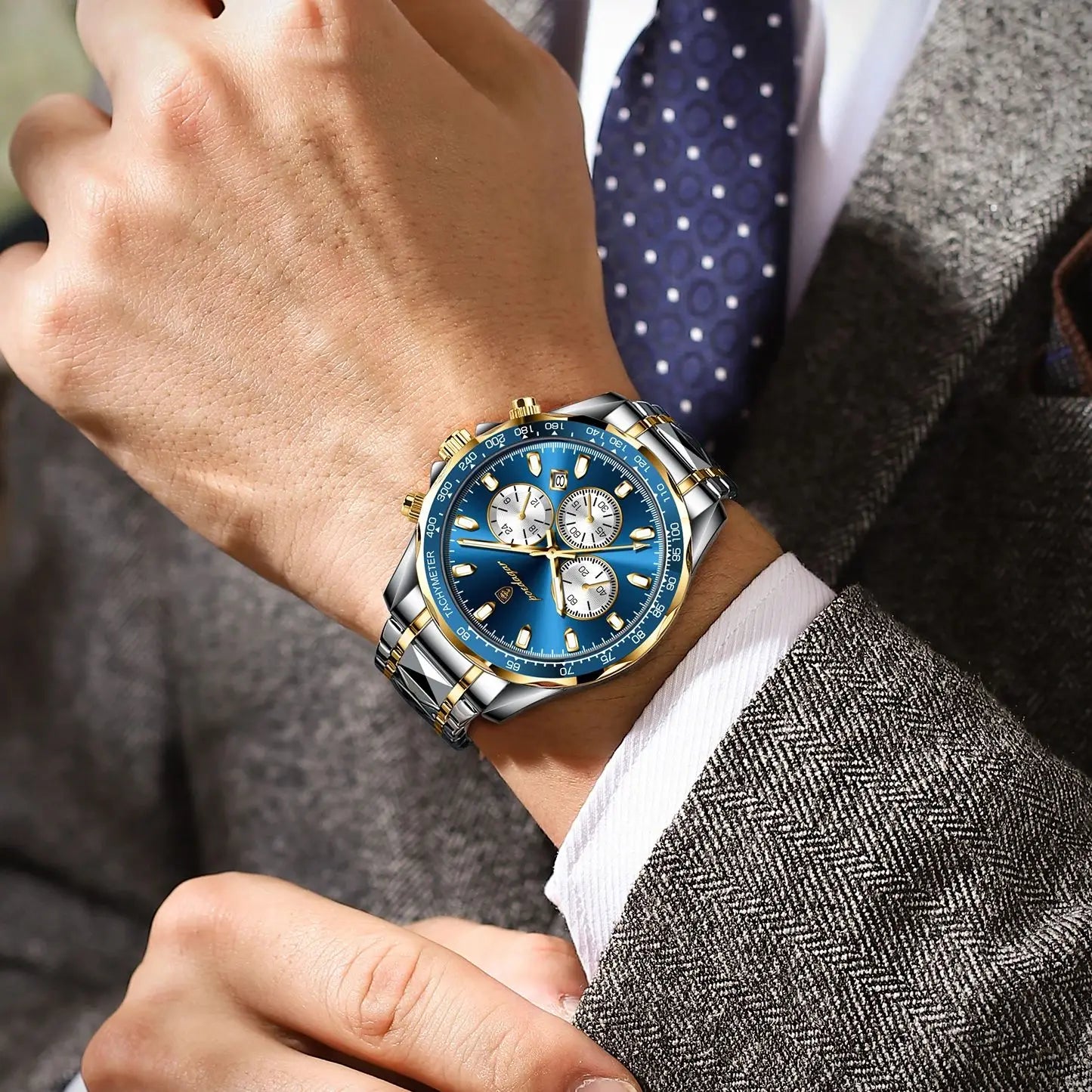 POEDAGAR Top Luxury Men Watch Chronograph Waterproof Luminous Date Man Watch Stainless Steel Sports Fashion Quartz Men's Watches