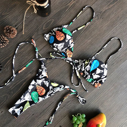 BIQIUYYI Brazilian Sexy Micro Mini Thong Bikini Set Summer Bandage Swimsuit Women Pleated Bathing Suit Beachwear Halter Biqiuni