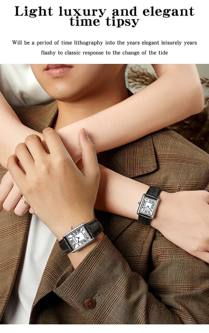 SANDA 9031/1108 Luxury Couple Quartz Watches for Men & Women, Waterproof Sport Casual Watch, Scratch Resistant Leather Strap