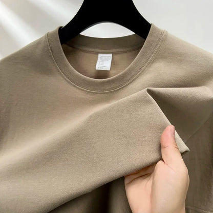 Summer  100% Pure Cotton Men's Short Sleeve Round Neck Fashionable Style Half Sleeved Top Breathable T Shirt Short Sleeve